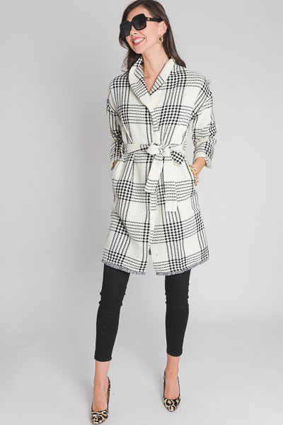 Plaid Duster Coat, Cream