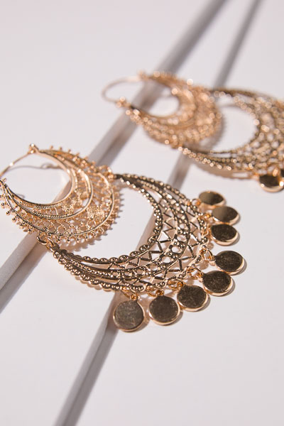 Boho Crescent Earrings, Gold