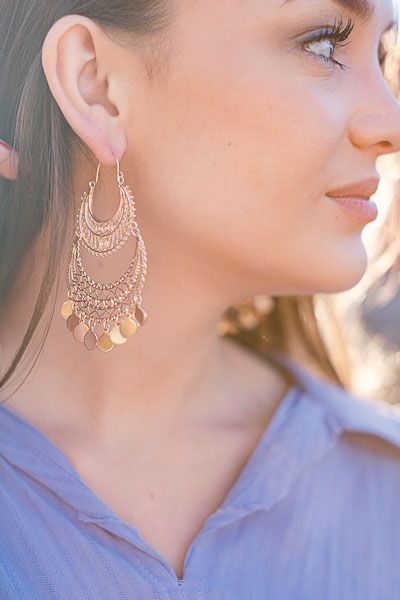 Boho Crescent Earrings, Gold