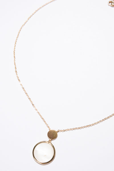 Dainty Double Disc Necklace, Ivory