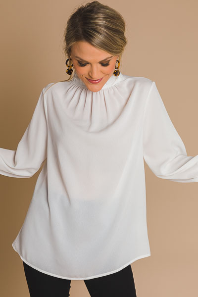 Above It All Ruffle Blouse, Off White