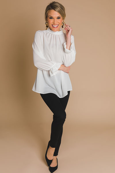 Above It All Ruffle Blouse, Off White