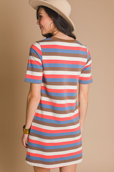 Striped Knit Dress, Multi