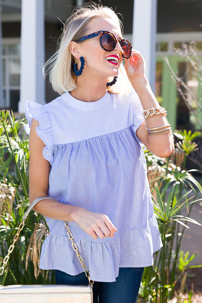 Pinstripe Tiered Blouse
