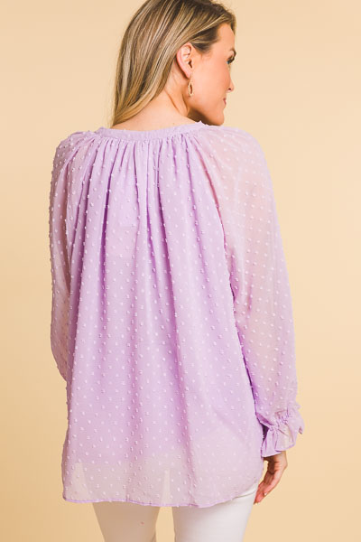 Swiss Button Front Blouse, Lilac