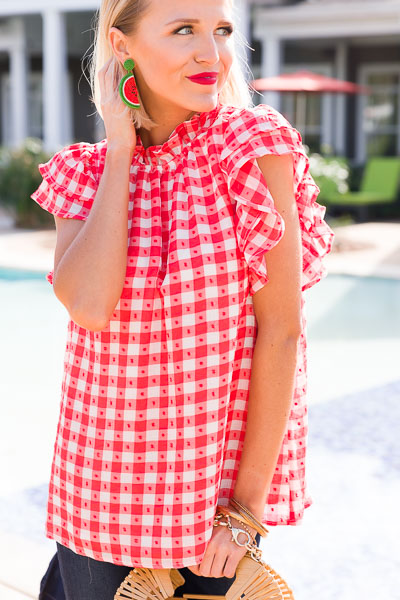 Picnic Check Blouse, Red