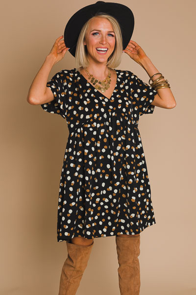 Mirrored Spots Babydoll, Black