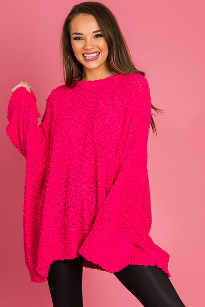 Pink Popcorn Pocket Sweater