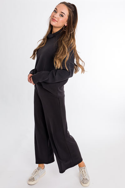 Soft Knit Wide Leg Pant, Black
