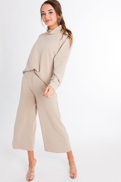 Soft Knit Wide Leg Pant, Taupe