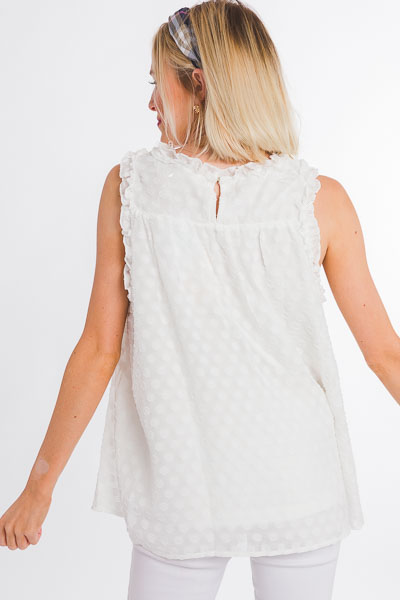 Raised Dots Babydoll Tank, White