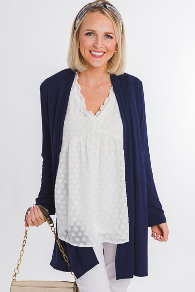 Raised Dots Babydoll Tank, White
