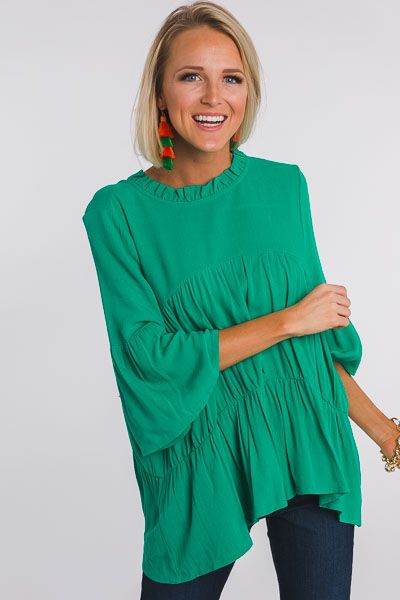 Kelly Green Tiered Blouse