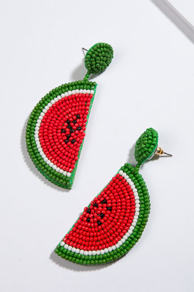 Beaded Icon Earring, Watermelon