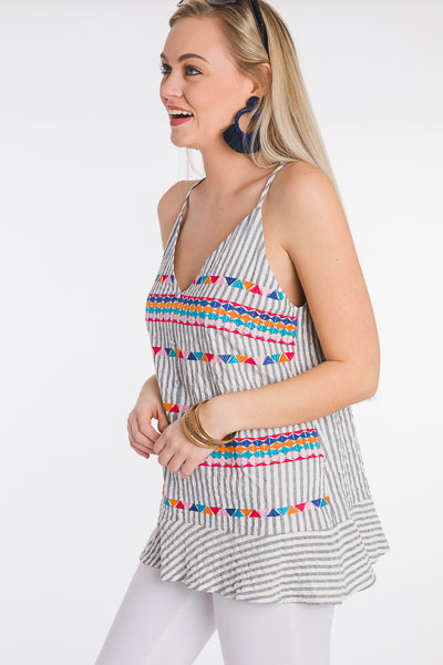 Embroidered Stripes Cami