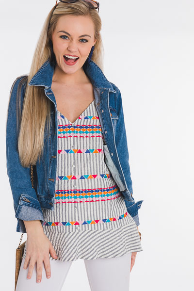Embroidered Stripes Cami
