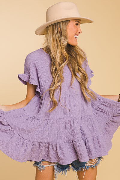 Crinkled Tiered Blouse, Lilac