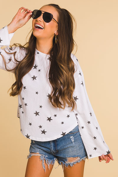 Star Bound Long Sleeve Top, Ivory