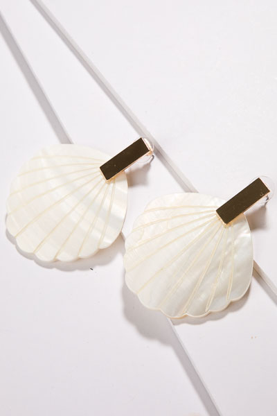 Carved Shell Post Earrings
