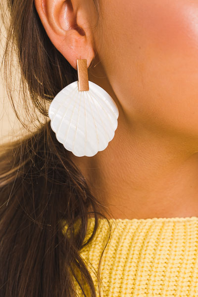Carved Shell Post Earrings