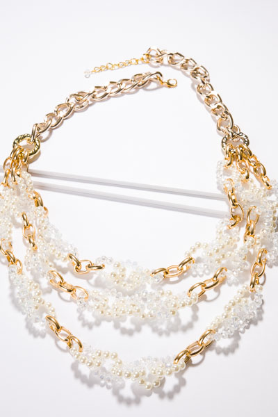 Pearl Crystal Long Necklace