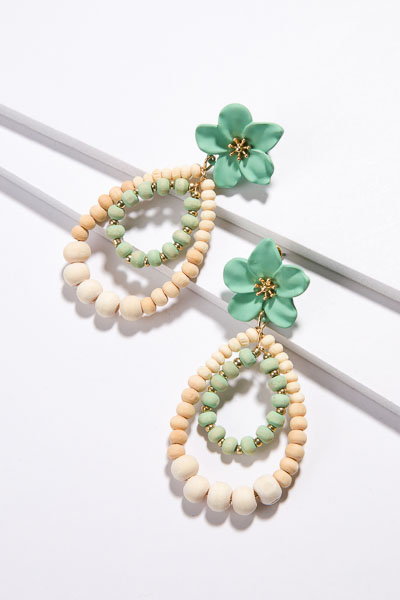 Tahiti Flower Earrings, Mint
