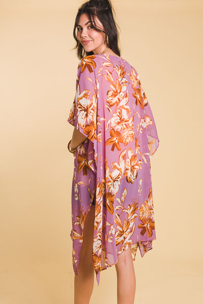 Floral Frenzy Kimono, Mauve