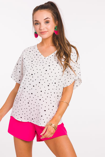 Dotted Blouse, White
