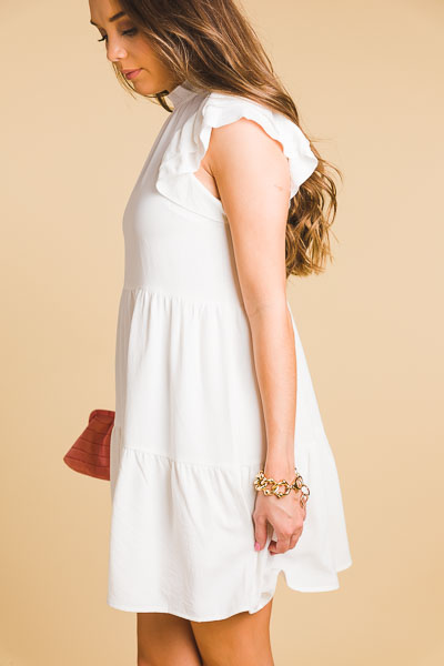 Savvy Tiered Dress, White