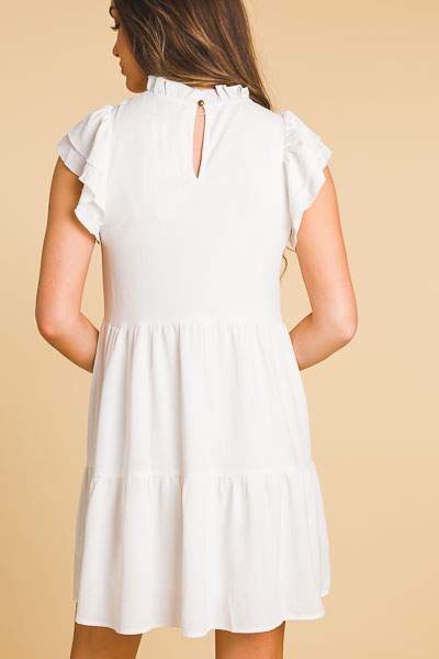 Savvy Tiered Dress, White
