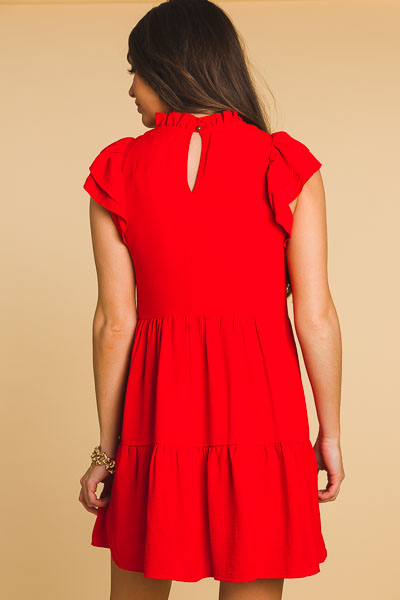 Savvy Tiered Dress, Red