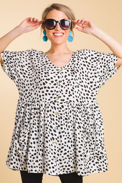 Abstract Dots Button Tunic