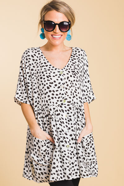 Abstract Dots Button Tunic