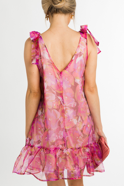 Floral Organza Dress, Pink
