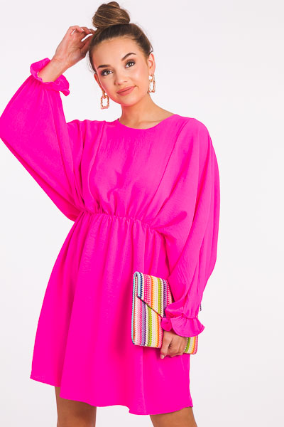 Beatrice Batwing Dress, Hot Pink :: NEW ARRIVALS :: The Blue Door Boutique