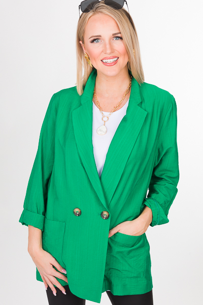 Double Breasted Blazer, Green