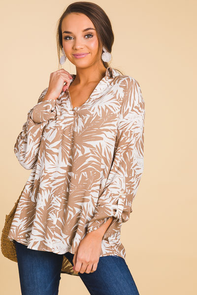 Collared Palm Tunic, Taupe