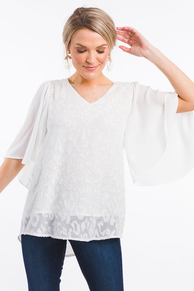 Textured Tonal White Blouse