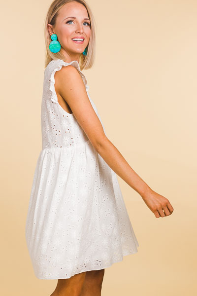 Justine Eyelet Dress, Ivory