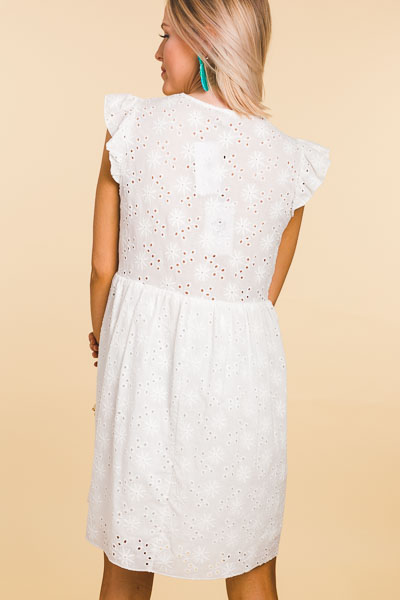 Justine Eyelet Dress, Ivory