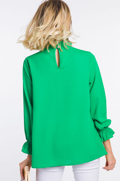 Above It All Ruffle Blouse, Kelly Green