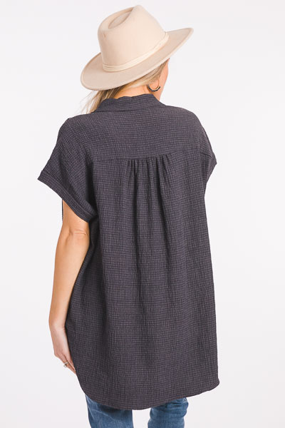 Textured Button Down, Charcoal