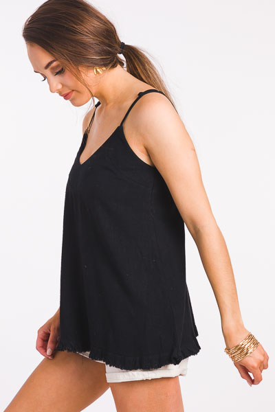 Solid Linen Cami, Black