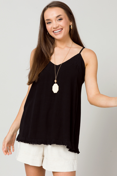 Solid Linen Cami, Black