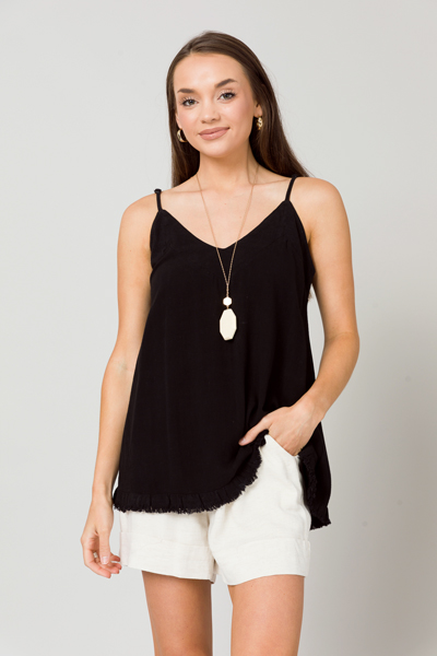 Solid Linen Cami, Black