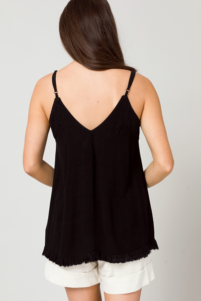 Solid Linen Cami, Black