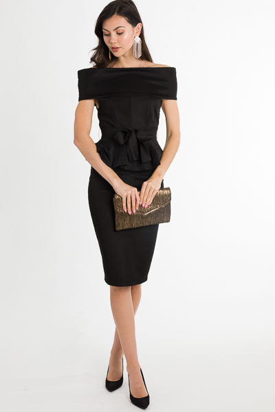 Kate Peplum Dress, Black