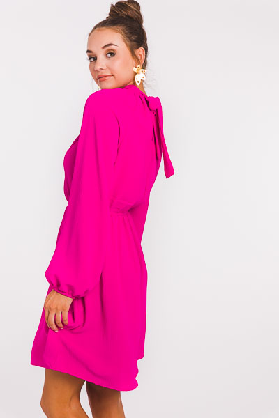 High Society Solid Dress, Hot Pink