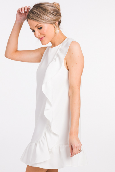 Side Show Ruffle Dress, White