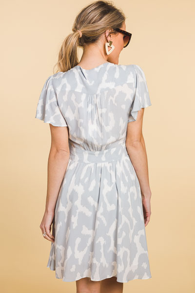 Britt Button Dress, Slate Print